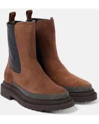 Brunello Cucinelli - Monili Suede Chelsea Boots - Lyst