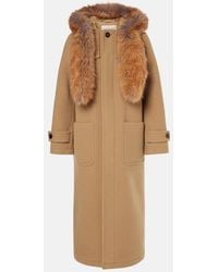 Burberry - Faux Fur-Trimmed Wool Coat - Lyst