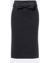 ShuShu/Tong - Bow-Detail Wool And Silk-Blend Pencil Skirt - Lyst