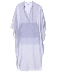 Brunello Cucinelli Caftano a righe in cotone e seta - Blu