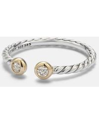 David Yurman - Ring Cable Collectibles Cable Open Aus Sterlingsilber Mit 14Kt Gelbgold Und Diamanten - Lyst