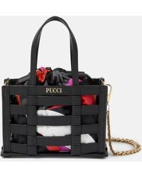 Emilio Pucci - Cage Mini Leather And Silk Tote Bag - Lyst
