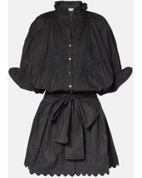 Juliet Dunn - Embroidered Cotton Poplin Minidress - Lyst