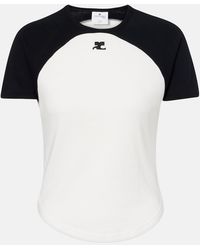 Courreges - Circle Contrast Cotton Jersey T-Shirt - Lyst