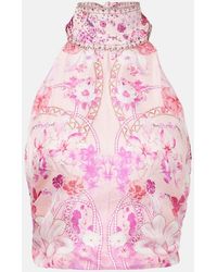 CAMILLA - Floral Embellished Silk Halterneck Top - Lyst