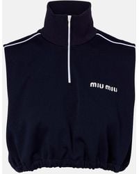 Miu Miu - Logo Jersey Crop Top - Lyst