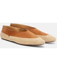 Gabriela Hearst - Strength Crochet Raffia-Trimmed Suede Flats - Lyst