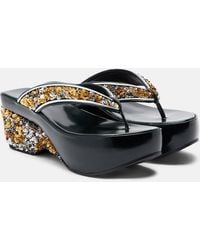 Dries Van Noten - Sequined Wedge Thong Sandals - Lyst