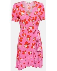 Diane von Furstenberg - Mini-wickelkleid aus crêpe mit floralem print - Lyst