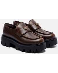 Prada - Plateau-Loafers Aus Leder - Lyst