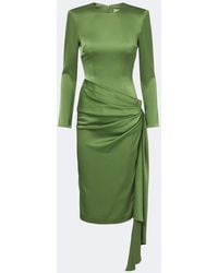 Alex Perry - Draped Crepe Satin Midi Dress - Lyst