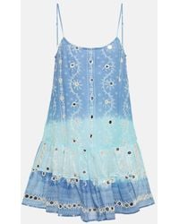 Juliet Dunn - Besticktes Minikleid Aus Baumwolle - Lyst