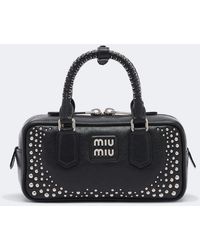 Miu Miu - Arcadie Studded Leather Top-Handle Bag - Lyst
