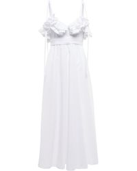 Giambattista Valli Ruffle-trim Cotton Poplin Midi Dress - White