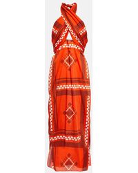Johanna Ortiz - + Net Sustain Cuzco Ruby Quipu Knots Cutout Printed Cotton-voile Halterneck Maxi Dress - Lyst