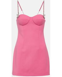 Area - Embellished Wool Minidress - Lyst
