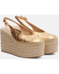 Gianvito Rossi - Metallic Leather Espadrille Wedges - Lyst