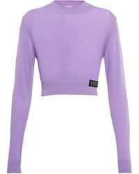 Patou Cropped Wool And Cashmere Sweater - Purple