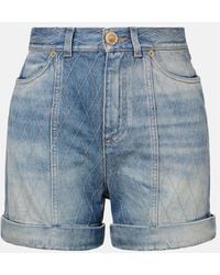 Balmain - Patterned Denim Shorts - Lyst