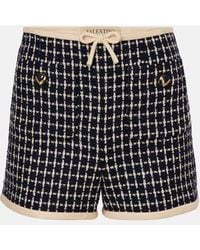Valentino - Vlogo Checked Wool-Blend Boucle Shorts - Lyst