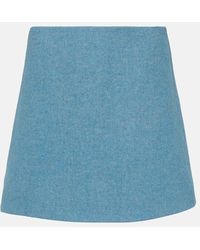 Ganni - Wool-Blend Twill Miniskirt - Lyst