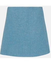 Ganni - Wool-blend Twill Miniskirt - Lyst
