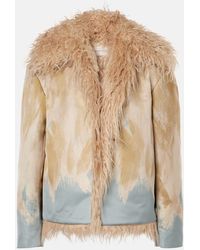 Dries Van Noten - Bedruckte Jacke Mit Faux Fur - Lyst