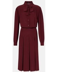 Gucci - Pleated Silk Crepe De Chine Midi Dress - Lyst