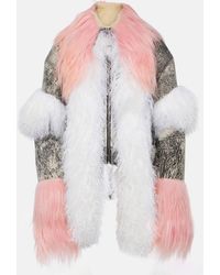 The Attico - Shearling-Trimmed Leather Jacket - Lyst