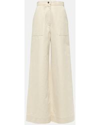 Max Mara - Oboli Cotton And Linen Wide-Leg Pants - Lyst