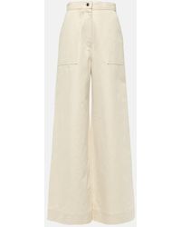 Max Mara - Pantalones anchos Oboli de algodon y lino - Lyst