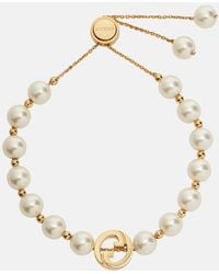 Gucci - Interlocking G Faux Pearl Bracelet - Lyst