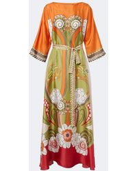 La DoubleJ - Robe Longue Muumuu En Serge De Soie A Imprime - Lyst