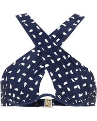Self-Portrait Gekreuztes Bikinioberteil - Blau