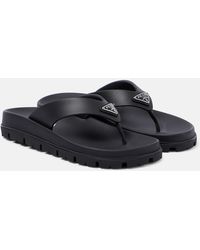 Prada - Rubber Flip-Flop Sandal With Enamel Logo - Lyst