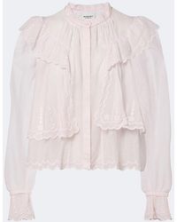 Isabel Marant - Kelmon Embroidered Ruffled Cotton Blouse - Lyst