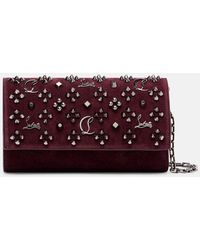 Christian Louboutin - Paloma Studded Suede Wallet On Chain - Lyst