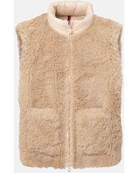 Moncler - Logo Faux Fur Down Vest - Lyst