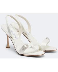 Manolo Blahnik - Zutosan Embellished Satin Slingback Sandals - Lyst