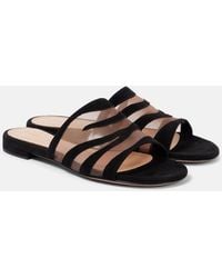 Gianvito Rossi - Suede And Mesh Slides - Lyst