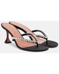 AMINA MUADDI - Gigi Embellished Satin Thong Sandals - Lyst