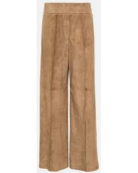 Brunello Cucinelli - Wide-Leg Suede Pants - Lyst