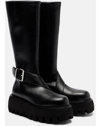 McQueen - Sofa Buckle Leather Knee-High Boots - Lyst