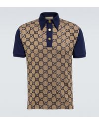 Gucci Maxi GG Silk And Cotton Polo Shirt - Blue