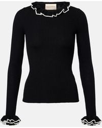 Valentino - Ruffled Virgin Wool Sweater - Lyst