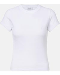 Saint Laurent - Cassandre Ribbed-Knit Cotton Jersey T-Shirt - Lyst
