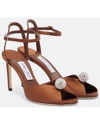 Jimmy Choo - Sacora 85 Satin Peep-Toe Sandals - Lyst