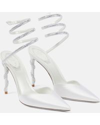 Rene Caovilla - Embellished Satin And Leather Pumps - Lyst