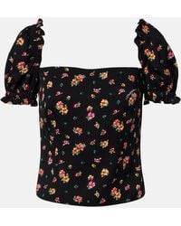 Dolce & Gabbana - Floral Silk-Blend Charmeuse Top - Lyst