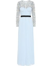 Self-Portrait Jumpsuit aus Crêpe und Spitze - Blau